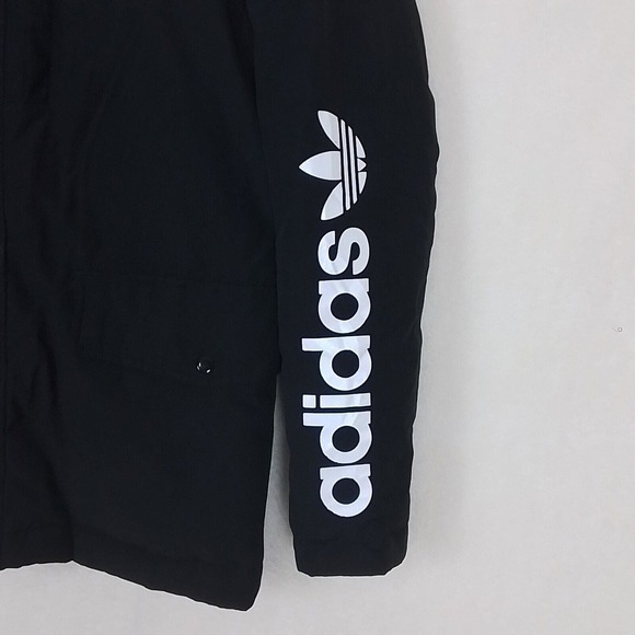 RARE 90s Adidas Originals Pakaian‎ Logo L Black Down Feather Coat - Picture 12 of 16